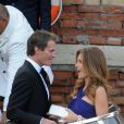 Rande Gerber et Cindy Crawford au départ du Cipriani.  Mariage de George Clooney et Amal Alamuddin à l'Aman Canal Grande Venice à Venise, le 27 septembre 2014. 