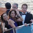  Cindy Crawford et Rande Gerber en bateau-taxi. Mariage de George Clooney et Amal Alamuddin, célébré à l'Aman Canal Grande Venice à Venise, le 27 septembre 2014. 