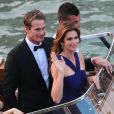  Cindy Crawford et Rande Gerber en bateau-taxi. Mariage de George Clooney et Amal Alamuddin, célébré à l'Aman Canal Grande Venice à Venise, le 27 septembre 2014. 