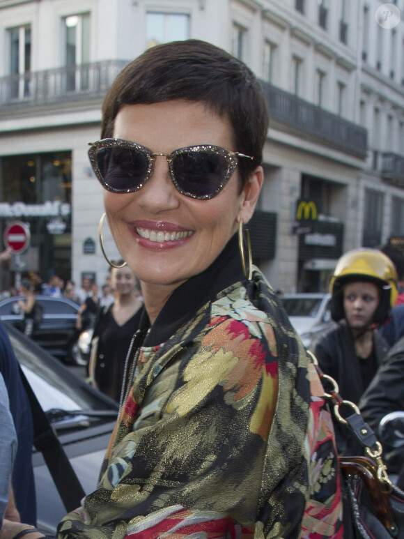 Cristina Cordula lors du dernier défilé de mode "Jean-Paul Gaultier", collection prêt-à-porter printemps-été 2015, au Grand Rex à Paris, le 27 septembre 2014
