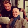 Johnny Hallyday et Charles Aznavour à Los Angeles, le 13 septembre 2014.