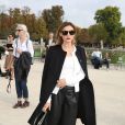 Clotilde Courau (princesse de Savoie) arrive à l'Espace Éphémère du jardin des Tuileries pour assister au défilé Elie Saab prêt-à-porter printemps-été 2015. Paris, le 29 septembre 2014.