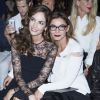 Eugenia Silva et Clotilde Courau (princesse de Savoie) assistent défilé Elie Saab prêt-à-porter printemps-été 2015 à l'Espace Éphémère du jardin des Tuileries. Paris, le 29 septembre 2014.