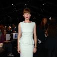 Marie-Josée Croze assiste au défilé Elie Saab prêt-à-porter printemps-été 2015 à l'Espace Éphémère du jardin des Tuileries. Paris, le 29 septembre 2014.