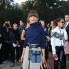 Marina Foïs arrive à la Fondation Louis Vuitton pour assister au défilé Louis Vuitton printemps-été 2015. Paris, le 1er octobre 2014.