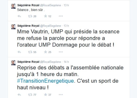Capture d'écran du tweet de Ségolène Royal, le 1er octobre 2014