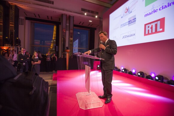 Lancement de la campagne de sensibilisation Octobre Rose (organisé par l'association "Le Cancer Du Sein, Parlons-En !") pour la recherche contre le cancer du sein au Palais National de Chaillot avec l'illumination de la Tour Eiffel en rose, à Paris le 7 octobre 2014
