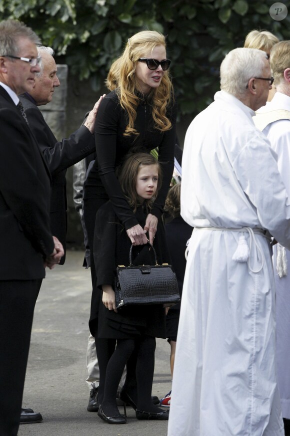 Les obsèques du père de Nicole Kidman, Antony, à North Shore près de Sydney en Australie, en l'église Saint-François-Xavier, le 19 septembre 2014. Nicole Kidman avec sa fille Sunday