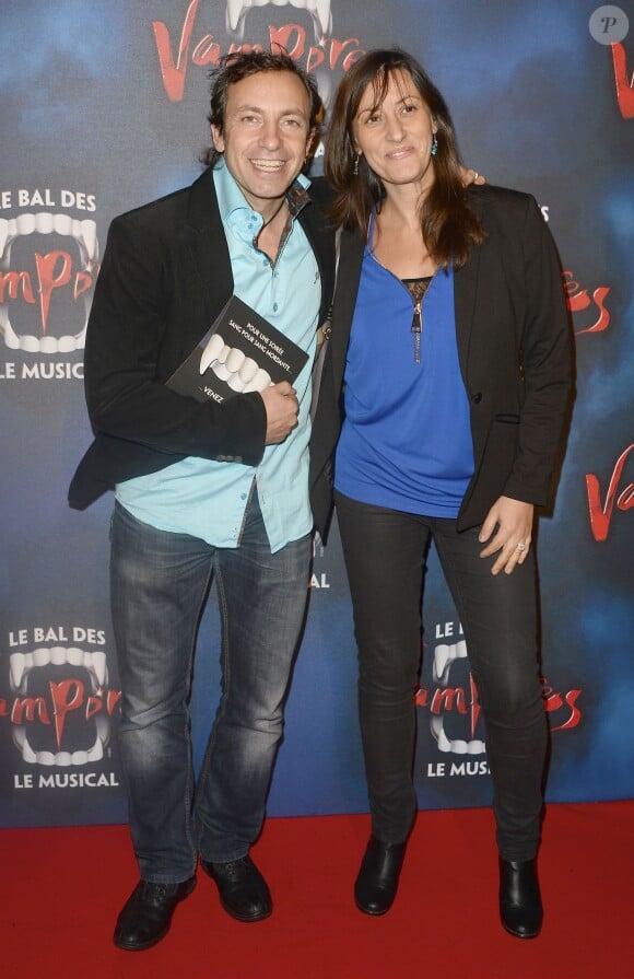 Philippe Candeloro et sa femme Olivia - Générale de la comédie musicale Le Bal des Vampires, au théâtre Mogador à Paris, le 16 octobre 2014
