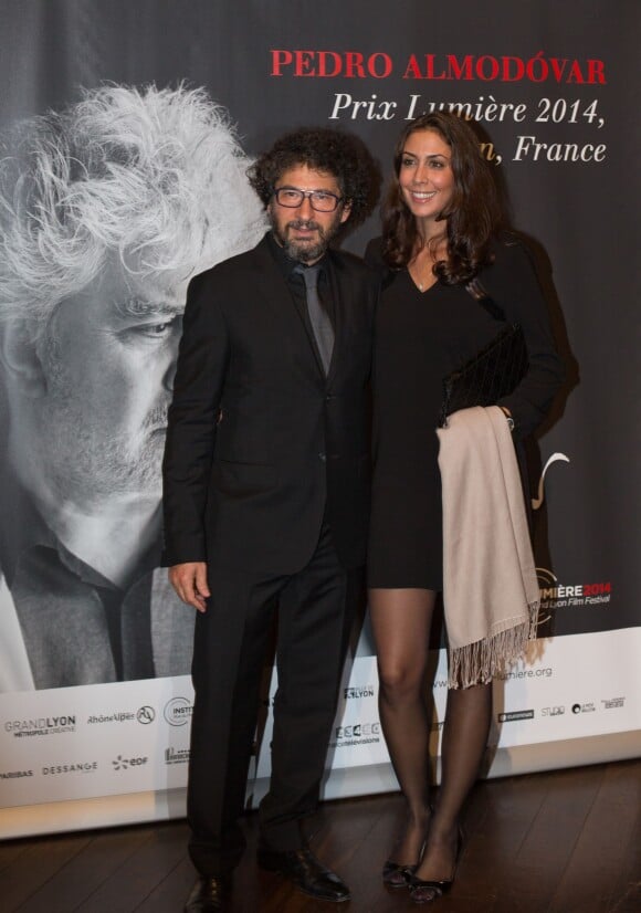 Radu Mihaileanu et Marisa Tullio - Photocall à l'occasion de l'hommage à Pedro Almodovar qui reçoit le Prix Lumière 2014 à Lyon le 17 octobre 2014