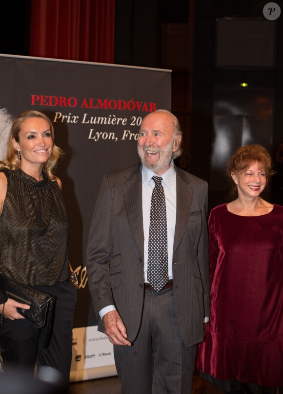 Christelle Lyon , Jean-Pierre Marielle et Agathe Natanson - Photocall à l'occasion de l'hommage à Pedro Almodovar qui reçoit le Prix Lumière 2014 à Lyon le 17 octobre 2014