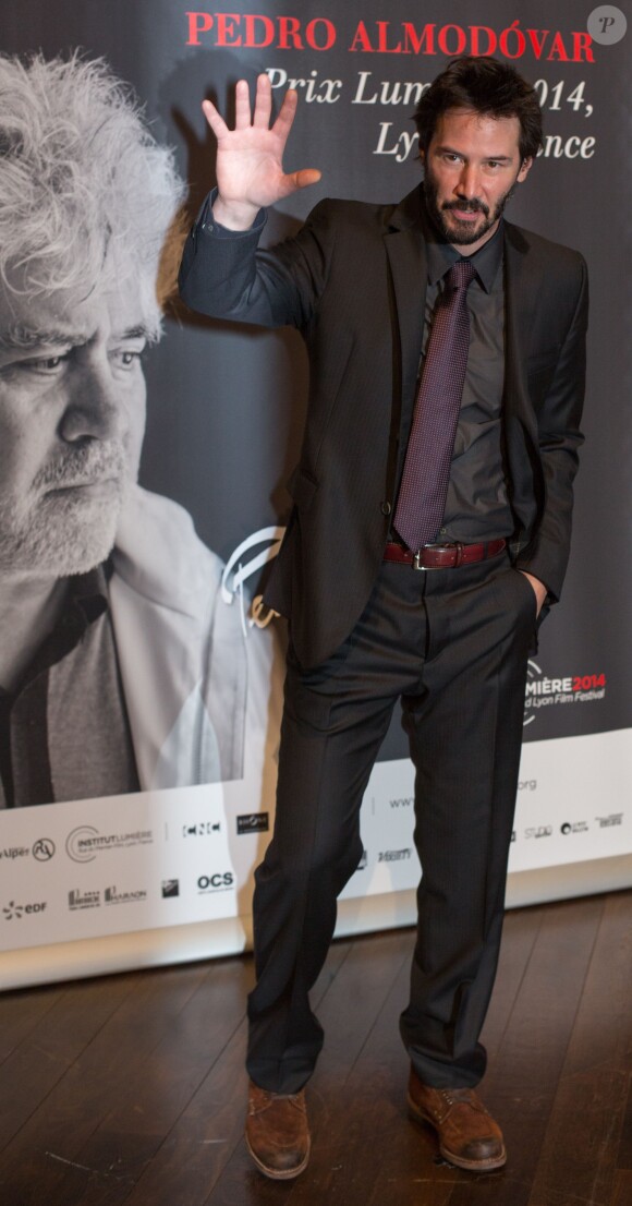 Keanu Reeves - Photocall à l'occasion de l'hommage à Pedro Almodovar qui reçoit le Prix Lumière 2014 à Lyon le 17 octobre 2014