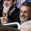 L'ex-président Nicolas Sarkozy lors du match Psg-Montpellier au Parc des Princes à Paris, le 17 mai 2014