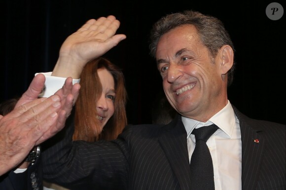 Carla Bruni-Sarkozy et son mari Nicolas Sarkozy - Meeting de Nicolas Sarkozy à Toulon le 22 octobre 2014.