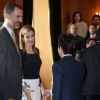 Le roi Felipe VI et la reine Letizia d'Espagne ont donné une audience avant la remise des prix Prince des Asturies le 24 octobre à Oviedo, pour décerner les médailles de la Fondation Prince des Asturies et les diplômes de fin de carrière de l'Université d'Oviedo.