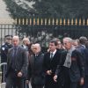 Manuel Valls et Bernard Cazeneuve lors des obsèques de Christophe de Margerie, président de Total décédé dans un accident d'avion, en l'église Saint-Sulpice à Paris, le 27 octobre 2014
