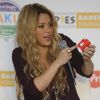 Shakira, enceinte, présente sa collection de jouets en collaboration avec Fisher-Price à Barcelone le 27 octobre 2014