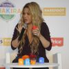 Shakira, enceinte, présente sa collection de jouets en collaboration avec Fisher-Price à Barcelone le 27 octobre 2014