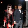Christian Audigier et sa très sexy Nathalise Sorensen lors d'une soirée Halloween au Pealrs à Hollywood, le 30 octobre 2014