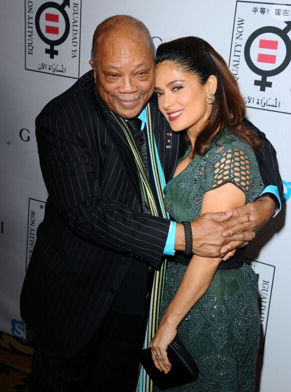 Quincy Jones et Salma Hayek lors de la soirée Make Equality Reality Event au Montage Hotel de Beverly Hills, le 3 novembre 2014