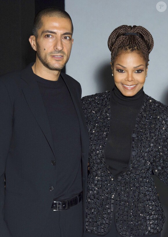 Janet Jackson et son mari Wissam Al Mana au défilé Giorgio Armani pendant la Fashion week de Milan, le 25 février 2013.