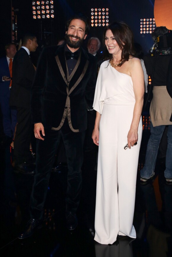 Adrien Brody et Iris Berben lors de la soirée de gala "GQ Men of the Year Award" à Berlin en Allemagne le 6 novembre 2014.