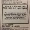 Le faire-part annonçant le mariage entre Geri Halliwell et Christian Horner le 11 novembre 2014 dans le journal The Times.
