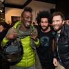 Marco Prince (à gauche) assiste à la soirée de lancement du bomber Brondinski x Surface to Air à la boutique Surface to Air, dans le 3e arrondissement. Paris, le 13 novembre 2014.