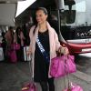 Semi-Exclusif - Estrella Ramirez (Miss Normandie) au départ de l'aéroport de Paris-Charles-de-Gaulle à destination de Punta Cana, le 14 novembre 2014.