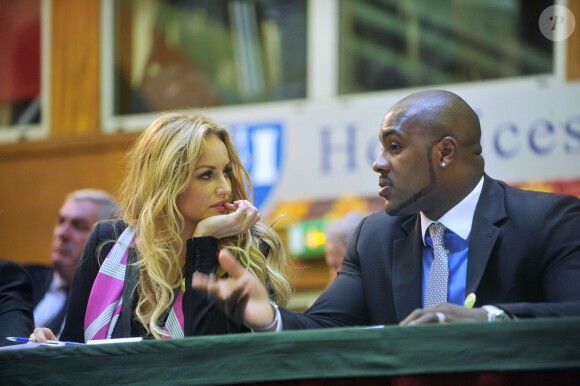 Adriana Karembeu et Teddy Riner lors de la 154e vente aux enchères des Hospices de Beaune, le 16 novembre 2014 à Beaune