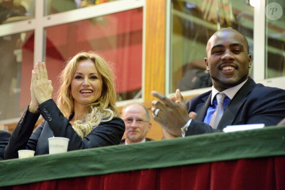 Adriana Karembeu et Teddy Riner lors de la 154e vente aux enchères des Hospices de Beaune, le 16 novembre 2014 à Beaune