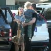 Exclusif - Robin Thicke et son ex femme Paula Patton se sont retrouvés pour passer la journée en famille avec leur fils Julian à Los Angeles. Le 5 novembre 2014.