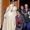 La princesse Caroline de Hanovre à la sortie de la cathédrale de Monaco après la messe d'action de grâce célébrée par Monseigneur Barsi pour la Fête nationale, le 19 novembre 2014