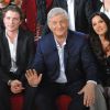 Patrick Sébastien et sa femme Nana et son fils Olivier lors de l'enregistrement de "Vivement Dimanche" en 2011.