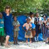 Valérie Trierweiler a visité, avec le Dr Ismail Hassouneh et Malika Tabti, un futur centre de traitement des eaux, dans le village de Bois Joute, à Haïti, le 6 mai 2014.