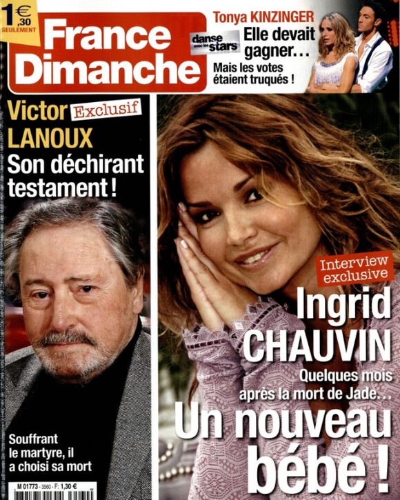 Ingrid Chauvin en couverture de France Dimanche, en kiosques le vendredi 21 novembre 2014