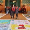 La princesse Stéphanie et le prince Albert II de Monaco participent au déploiement des "Courtepointes" en mémoire des victimes du SIDA, au Musée de l'Océanographie à Monaco, le 28 novembre 2014. L'opération « Courtepointes » (quatrième édition), est un travail artistique sur toile, individuel et collectif qui rend hommage aux personnes disparues du Sida. Cette démarche de mémoire a été initiée en 1987 par la fondation « Names Project Aids Memorial Quilt » afin d’illustrer les ravages que provoquaient cette maladie. Chaque courtepointe comprend huit toiles cousues entre elles, sur une surface de 4m x 4m ; elles portent toutes le nom d’une personne disparue et ont toutes été réalisées par des personnes de FAM, la plupart d’entre elles vivant avec le VIH.  President of Fight Aids Monaco and U.N. Aids Ambassador, Princess Stephanie and her brother Prince Albert II of Monaco attend 'The Courtpointes' event at Oceanographic Museum in Monaco, on November 28, 2014. This is to commemorate the lifes of persons lost to AIDS. This action was initiated since 1987 by 'Names Project Aids Memorial Quilt ' foundation. The AIDS Memorial Quilt measures approximately twelve feet square, and a typical block consists of eight individual three foot by six foot panels sewn together.28/11/2014 - Monaco