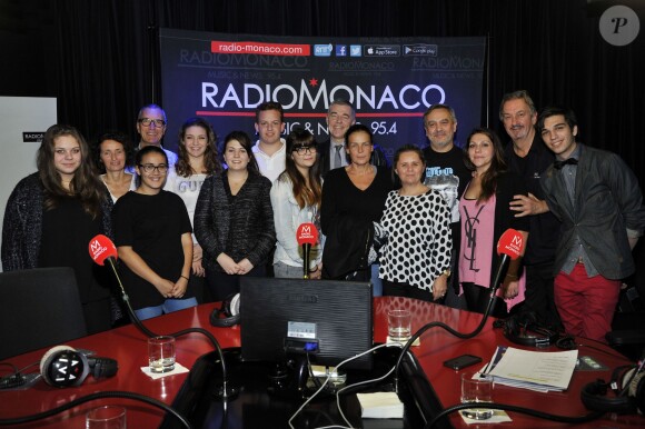 Exclusif - La Princesse Stéphanie est, comme tous les mois, sur l'antenne de Radio Monaco, pour animer "Jingle Fight", la seule émission dont le sujet est le SIDA. Autour des animateurs de la station, le docteur Tailland, vice président le Fight Aids, Hervé Aeschbach, le coordinateur de l'association et la Princesse abordent tous les sujets, de la prévention aux traitements, ou aux opérations menées en Principauté par les bénévoles. Ce 27 novembre 2014, la Princesse fête les 10 ans de Fight Aids. Ils ont reçu les éléves du lycée hotelier monégasque qui ont posé en direct bon nombre de questions autour du Sida.  Exclusive - For Germany call for price - No Tabloids - No Web No Blog - Princess Stephanie of Monacco host, once a month, a radio show 'Jungle Fight' for her association 'FIGHT AIDS' on Radio Monaco. This is the 6th season of the radio show and the 10th Anniversary of Fight Aids Monaco, at Radio Monaco studio in Monaco, on November 27, 2014. During the radio show 'Jungle Fight', the Princess and radio hosts talk about AIDS and receive guests, (personalities but also youngs or students). Students of technical and cooking school of Monaco participate for the show. Princess Stephanie is the President of 'Fight Aids Monaco', the association trys to find a lot of things to earn money to support the research against aids or to help Aids patients.27/11/2014 - MONACO