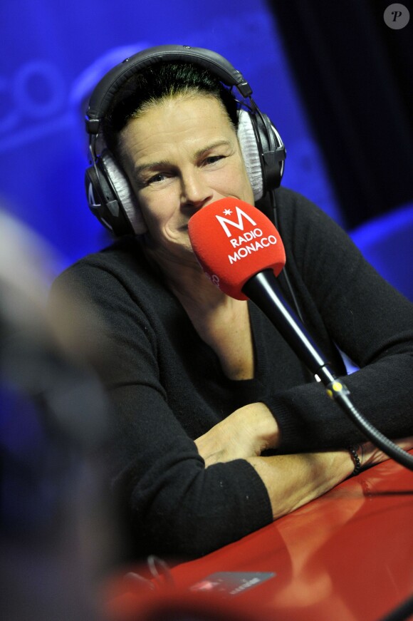 Exclusif - La Princesse Stéphanie est, comme tous les mois, sur l'antenne de Radio Monaco, pour animer "Jingle Fight", la seule émission dont le sujet est le SIDA. Autour des animateurs de la station, le docteur Tailland, vice président le Fight Aids, Hervé Aeschbach, le coordinateur de l'association et la Princesse abordent tous les sujets, de la prévention aux traitements, ou aux opérations menées en Principauté par les bénévoles. Ce 27 novembre 2014, la Princesse fête les 10 ans de Fight Aids. Ils ont reçu les éléves du lycée hotelier monégasque qui ont posé en direct bon nombre de questions autour du Sida.  Exclusive - For Germany call for price - No Tabloids - No Web No Blog - Princess Stephanie of Monacco host, once a month, a radio show 'Jungle Fight' for her association 'FIGHT AIDS' on Radio Monaco. This is the 6th season of the radio show and the 10th Anniversary of Fight Aids Monaco, at Radio Monaco studio in Monaco, on November 27, 2014. During the radio show 'Jungle Fight', the Princess and radio hosts talk about AIDS and receive guests, (personalities but also youngs or students). Students of technical and cooking school of Monaco participate for the show. Princess Stephanie is the President of 'Fight Aids Monaco', the association trys to find a lot of things to earn money to support the research against aids or to help Aids patients.27/11/2014 - MONACO