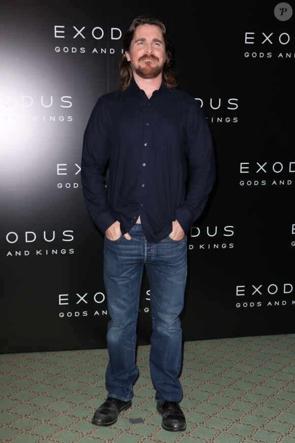 Christian Bale lors du photocall du film "Exodus : Gods and Kings" à Paris, le 2 décembre 2014.