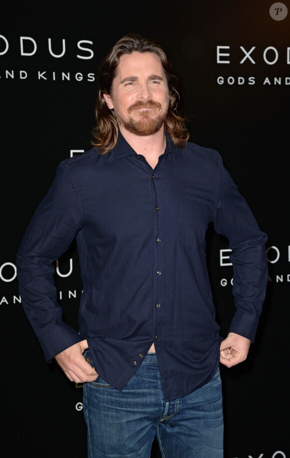 Christian Bale lors du photocall du film "Exodus : Gods and Kings" à Paris, le 2 décembre 2014.