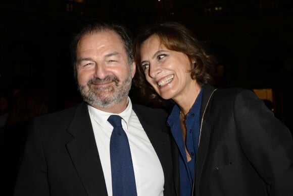 Inès de la Fressange et son compagnon Denis Olivennes - People à la générale de la pièce "Un dîner d'adieu" au Théâtre Edouard Vll à Paris le 15 septembre 2014.