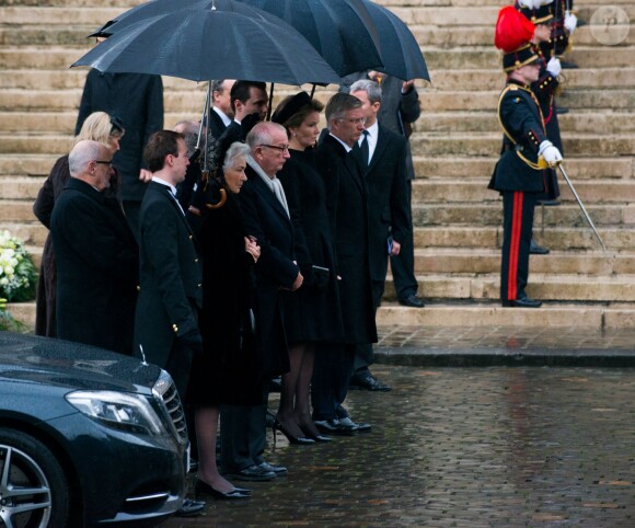 La reine Paola, le roi Albert, la reine Mathilde et le roi Philippe de Belgique - Obsèques de la reine Fabiola de Belgique en la cathédrale des Saints Michel et Gudule à Bruxelles. Le 12 décembre 2014.