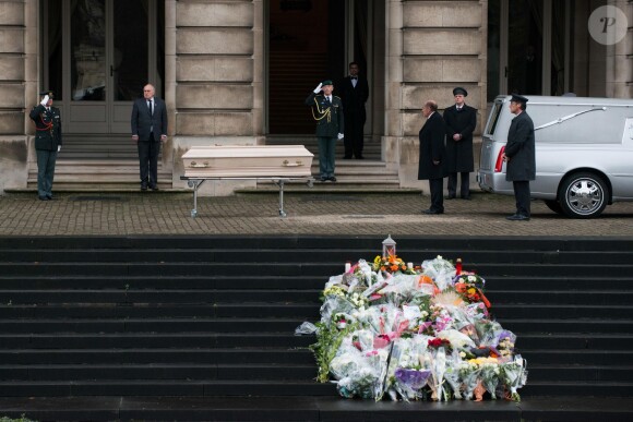 La dépouille mortelle de la Reine Fabiola de Belgique arrive au Palais Royal de Bruxelles, en la présence de la famille royale de Belgique, le 9 décembre 2014