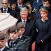 Le roi Philippe et la reine Mathilde de Belgique - Obsèques de la reine Fabiola de Belgique en la cathédrale des Saints Michel et Gudule à Bruxelles. Le 12 décembre 2014