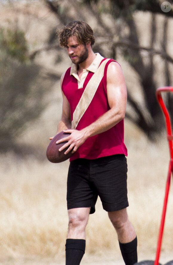 Liam Hemsworth sur le tournage de The Dressmaker à Horsham, Australie, le 10 décembre 2014.