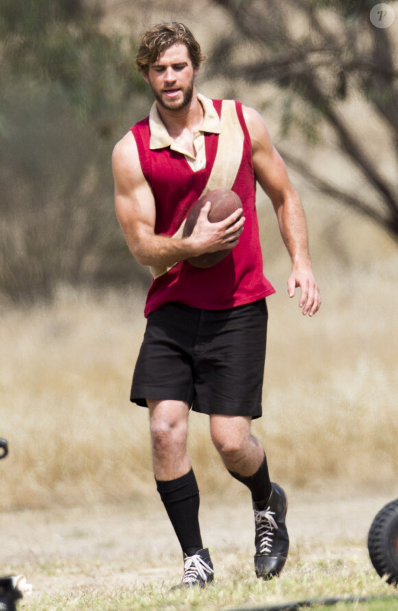 Liam Hemsworth sur le tournage de The Dressmaker à Horsham, Australie, le 10 décembre 2014.