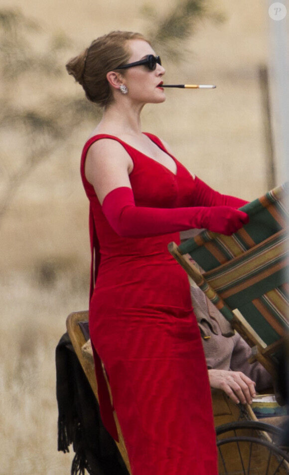 Exclusive - Kate Winslet sur le tournage de The Dressmaker à Horsham, Australie, le 10 décembre 2014.