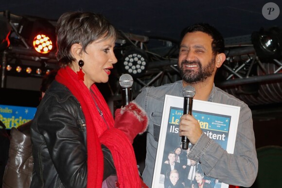 Isabelle Morini-Bos et Cyril Hanouna - Soirée de la 2ème édition "Les étoiles du Parisien" à la Bellevilloise à Paris le 15 décembre 2014