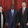 Le roi Felipe VI et la reine Letizia d'Espagne recevaient le président du Sénégal Macky Sall à Madrid le 15 décembre 2014, en audience à la Zarzuela puis à déjeuner au palais royal.